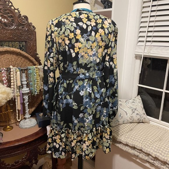 NWT Bleeker 126 22W Dress - Black with soft muted Blues & Greens with Yellow - Picture 7 of 16